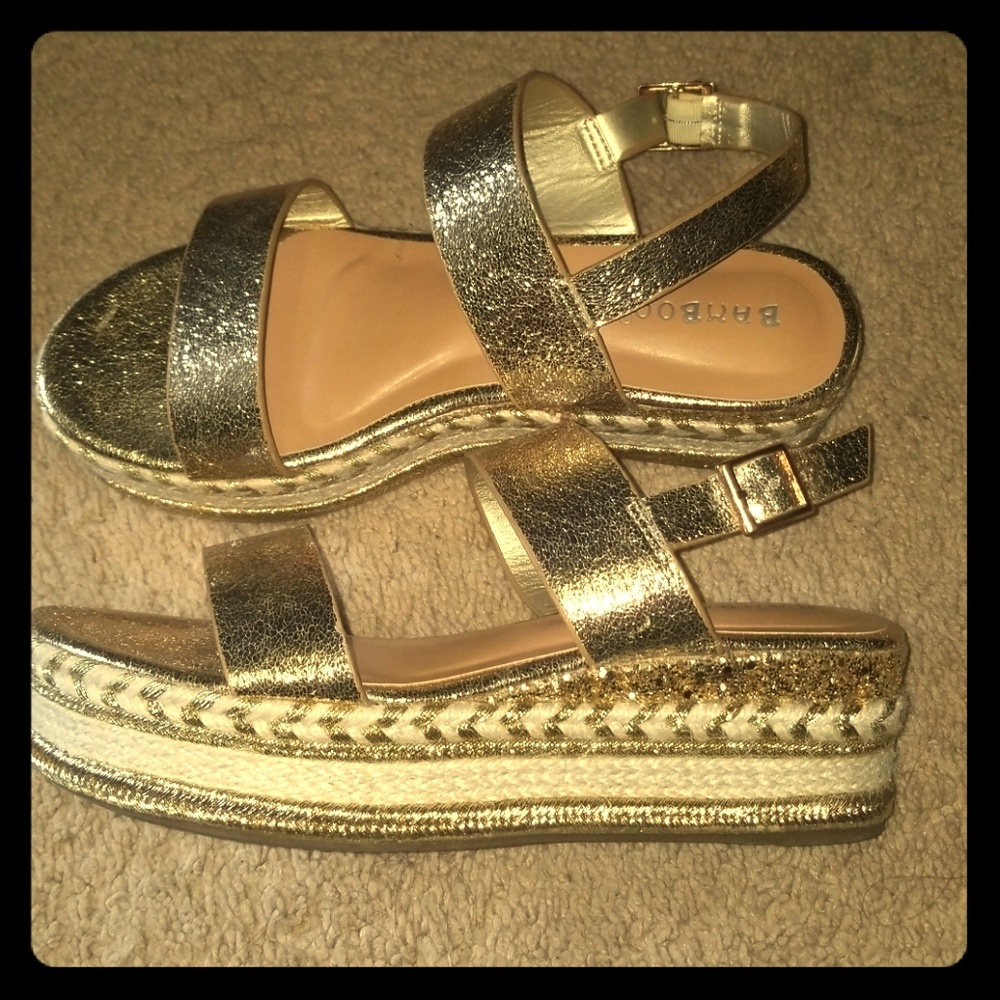 Gold platform sandals